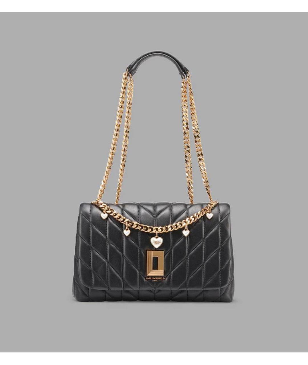KARL LAGERFELD Черная кожаная сумка через плечо, фото 9