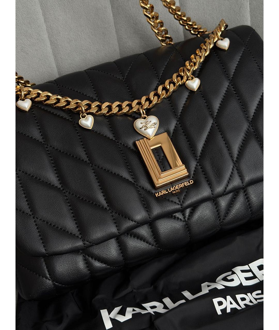 KARL LAGERFELD Черная кожаная сумка через плечо, фото 6