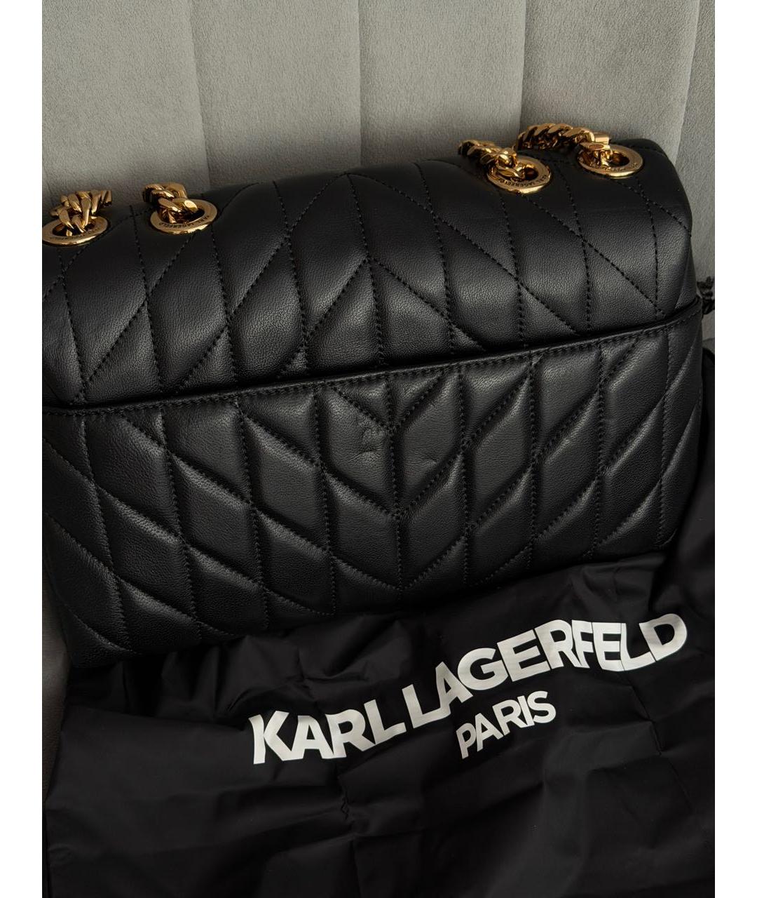KARL LAGERFELD Черная кожаная сумка через плечо, фото 3