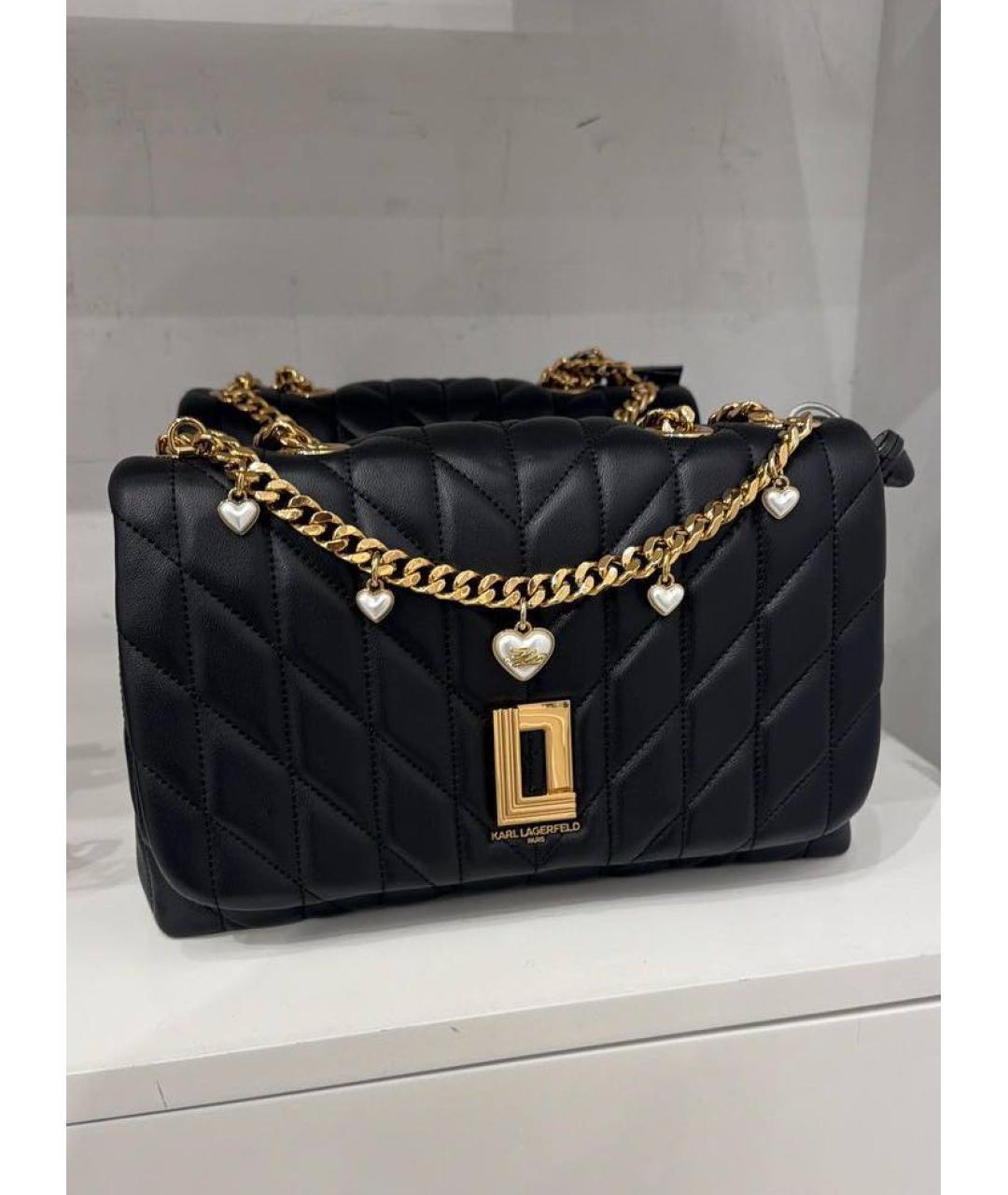 KARL LAGERFELD Черная кожаная сумка через плечо, фото 2
