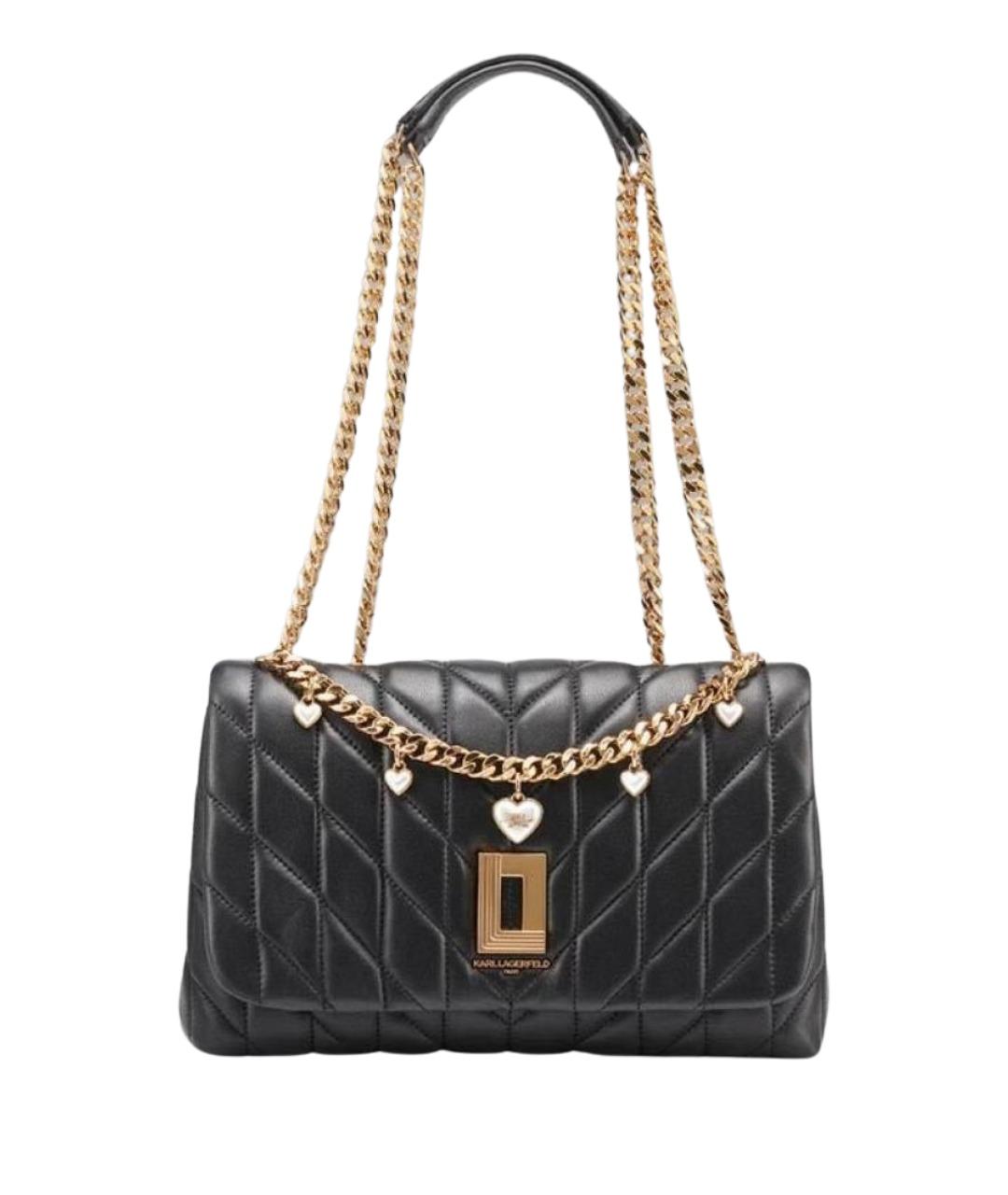 KARL LAGERFELD Черная кожаная сумка через плечо, фото 1