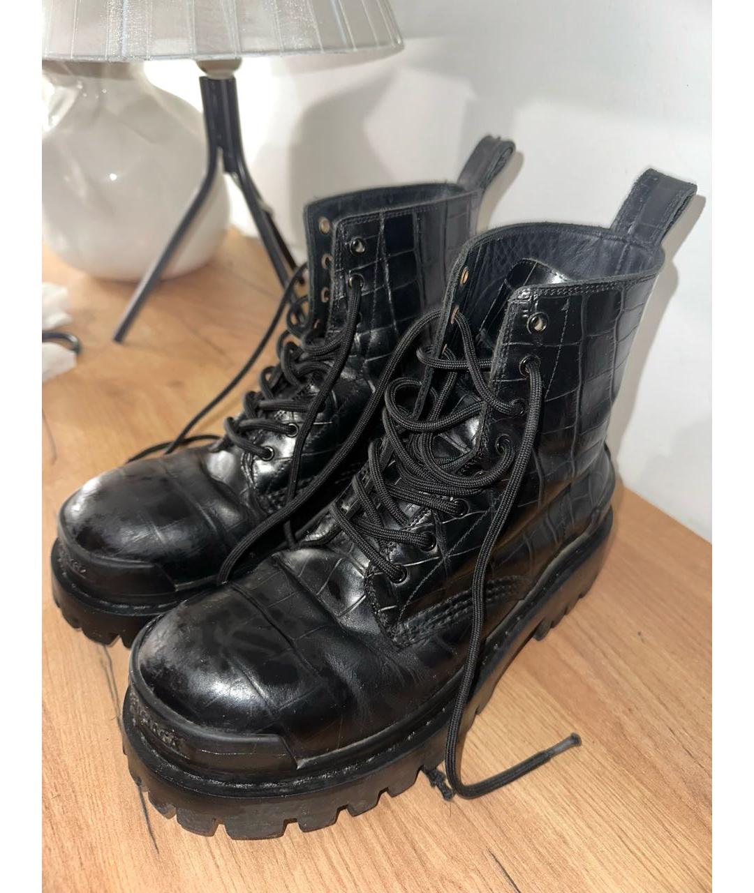 BALENCIAGA Черные ботинки из лакированной кожи, фото 5