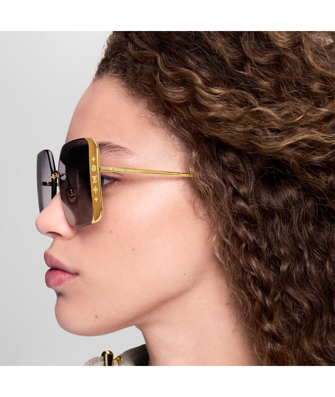 LOUIS VUITTON Золотые металлические солнцезащитные очки, фото 5