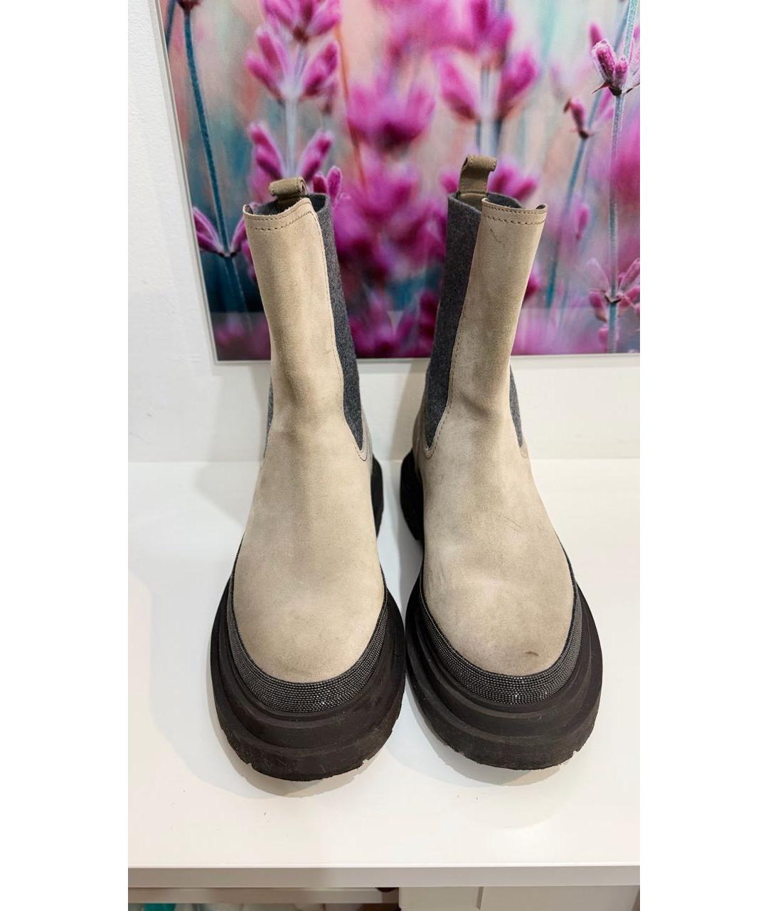 BRUNELLO CUCINELLI Серые замшевые ботинки, фото 2