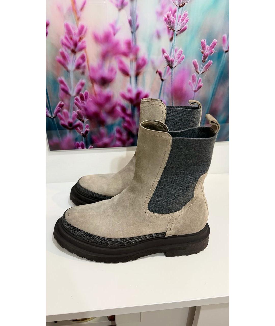 BRUNELLO CUCINELLI Серые замшевые ботинки, фото 3