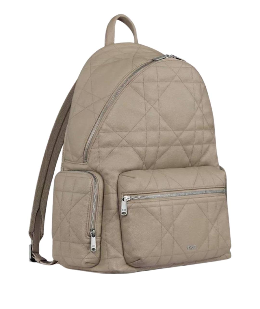 CHRISTIAN DIOR Бежевый кожаный рюкзак, фото 1