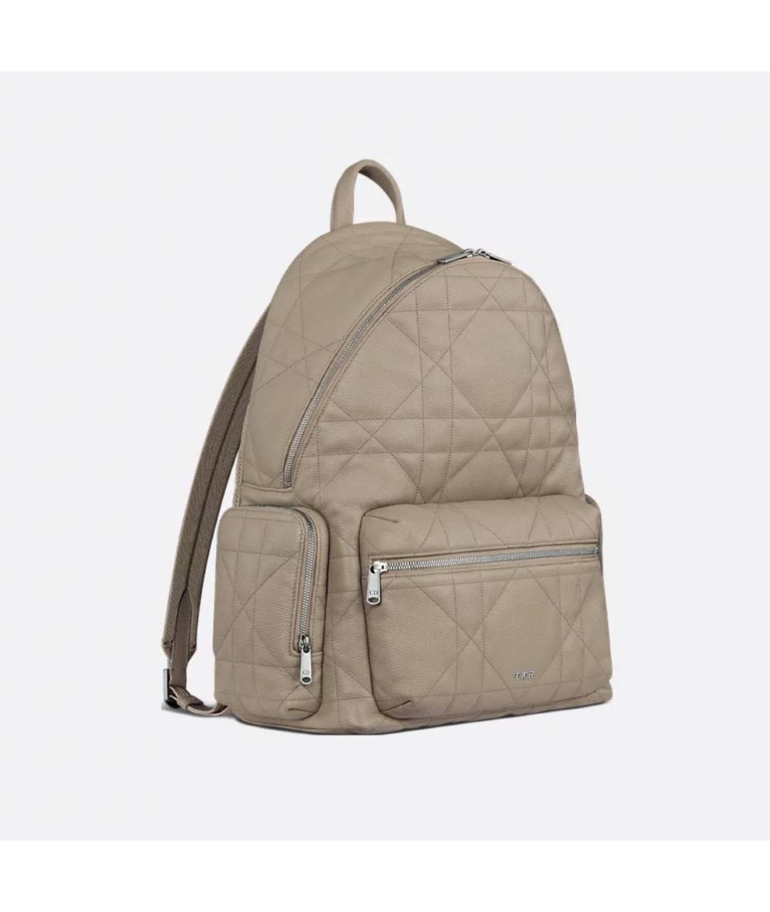 CHRISTIAN DIOR Бежевый кожаный рюкзак, фото 3