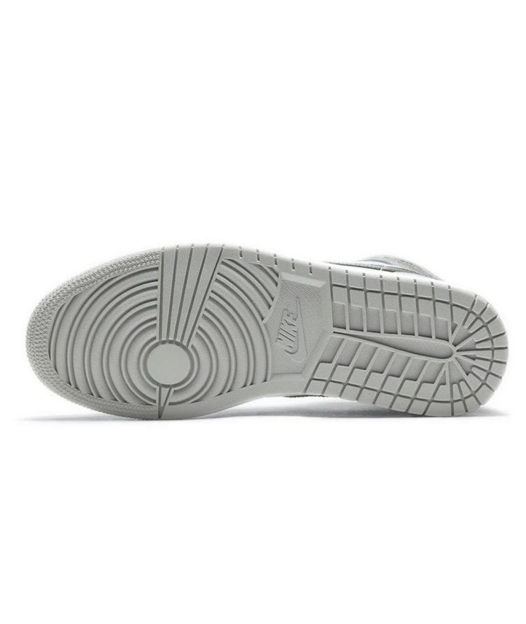 JORDAN Серые кожаные высокие кроссовки / кеды, фото 5