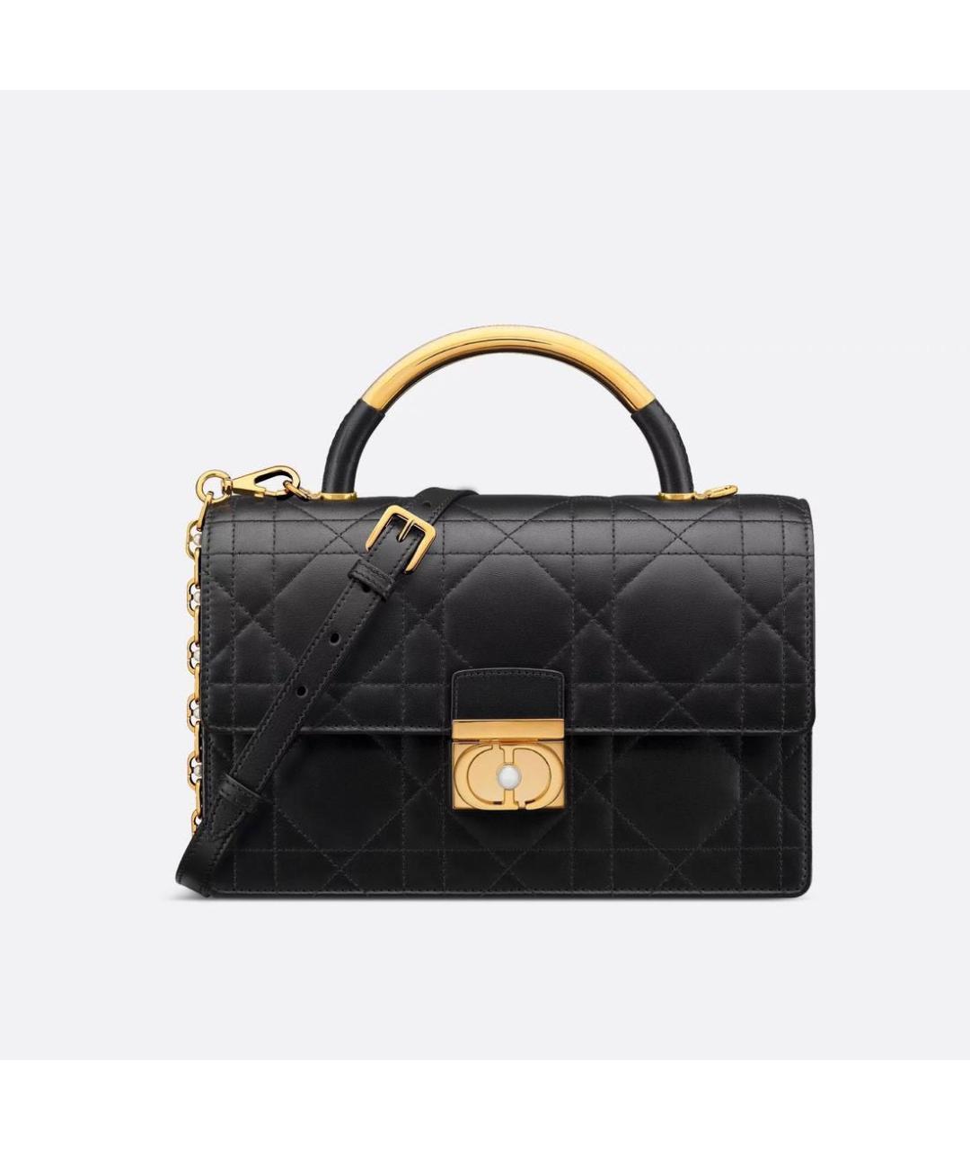 CHRISTIAN DIOR Черная кожаная сумка через плечо, фото 5