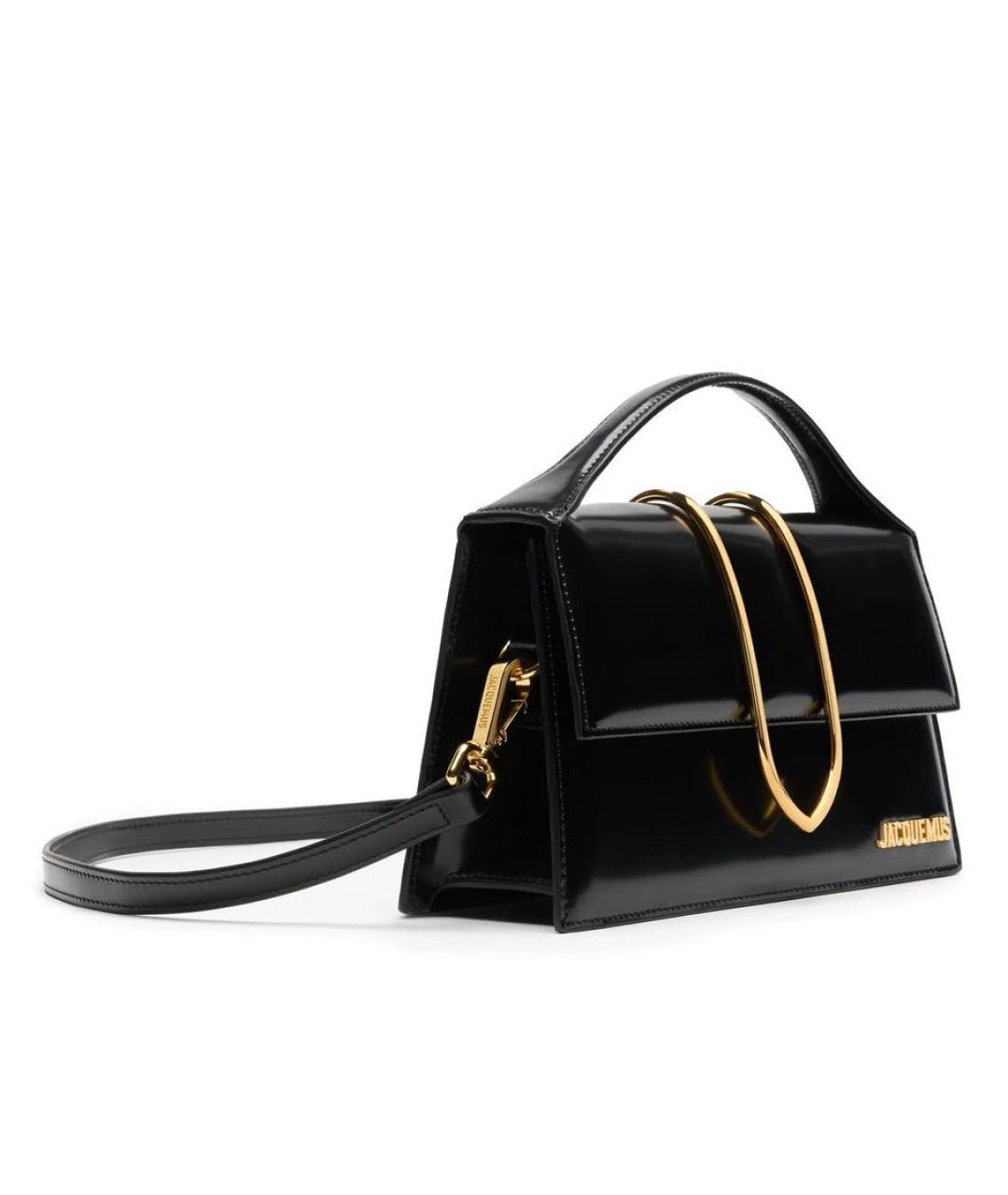JACQUEMUS Черная кожаная сумка через плечо, фото 3