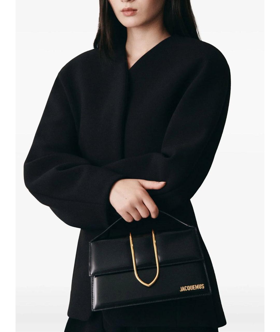 JACQUEMUS Черная кожаная сумка через плечо, фото 6