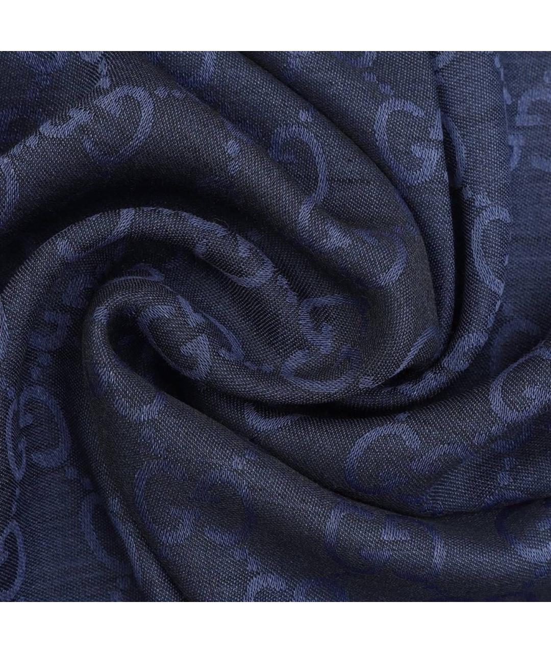 GUCCI Темно-синий шерстяной шарф, фото 3