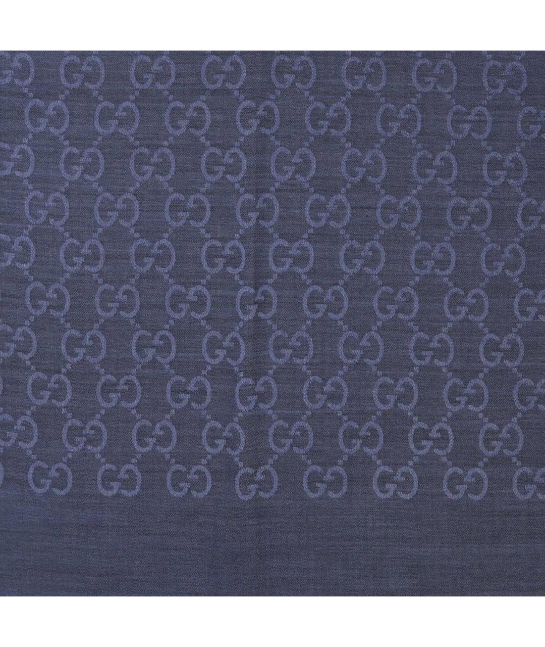 GUCCI Темно-синий шерстяной шарф, фото 2