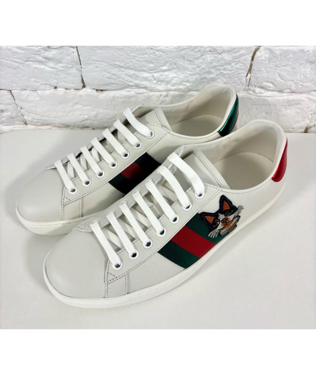 GUCCI Белые кожаные кеды, фото 7