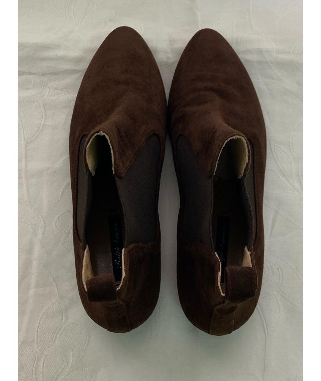 RALPH LAUREN Коричневые замшевые ботильоны, фото 3