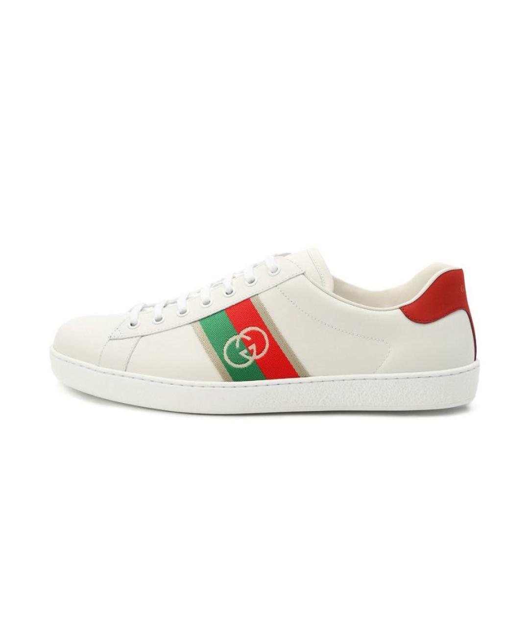 GUCCI Белые кожаные низкие кроссовки / кеды, фото 5