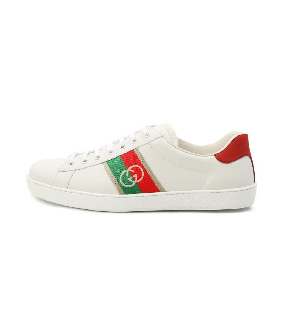 GUCCI Белые кожаные низкие кроссовки / кеды, фото 9