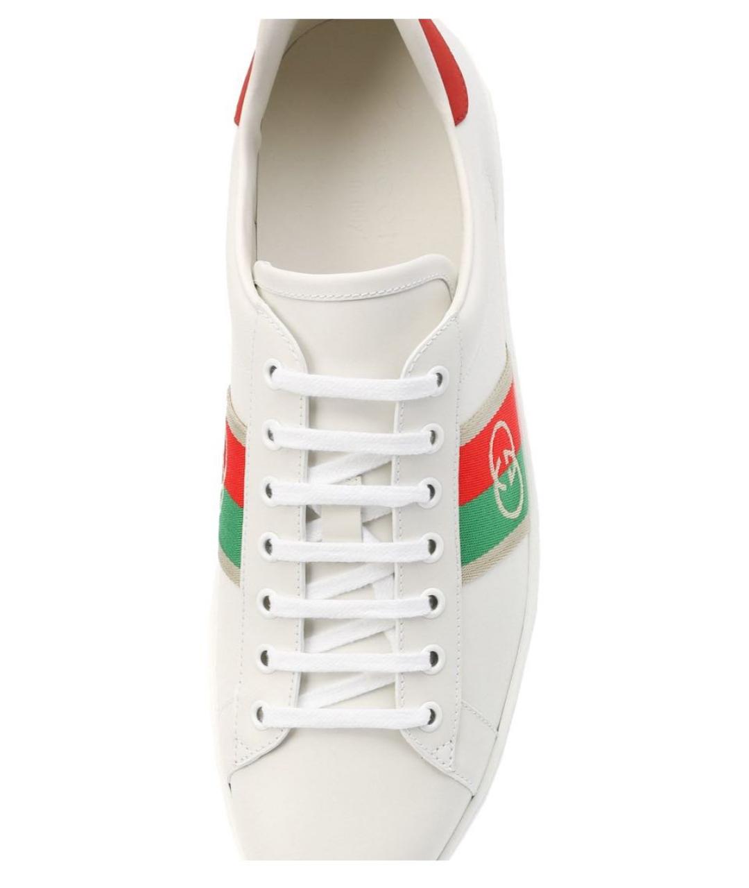 GUCCI Белые кожаные низкие кроссовки / кеды, фото 3