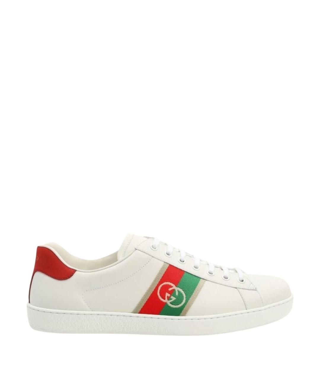 GUCCI Белые кожаные низкие кроссовки / кеды, фото 1