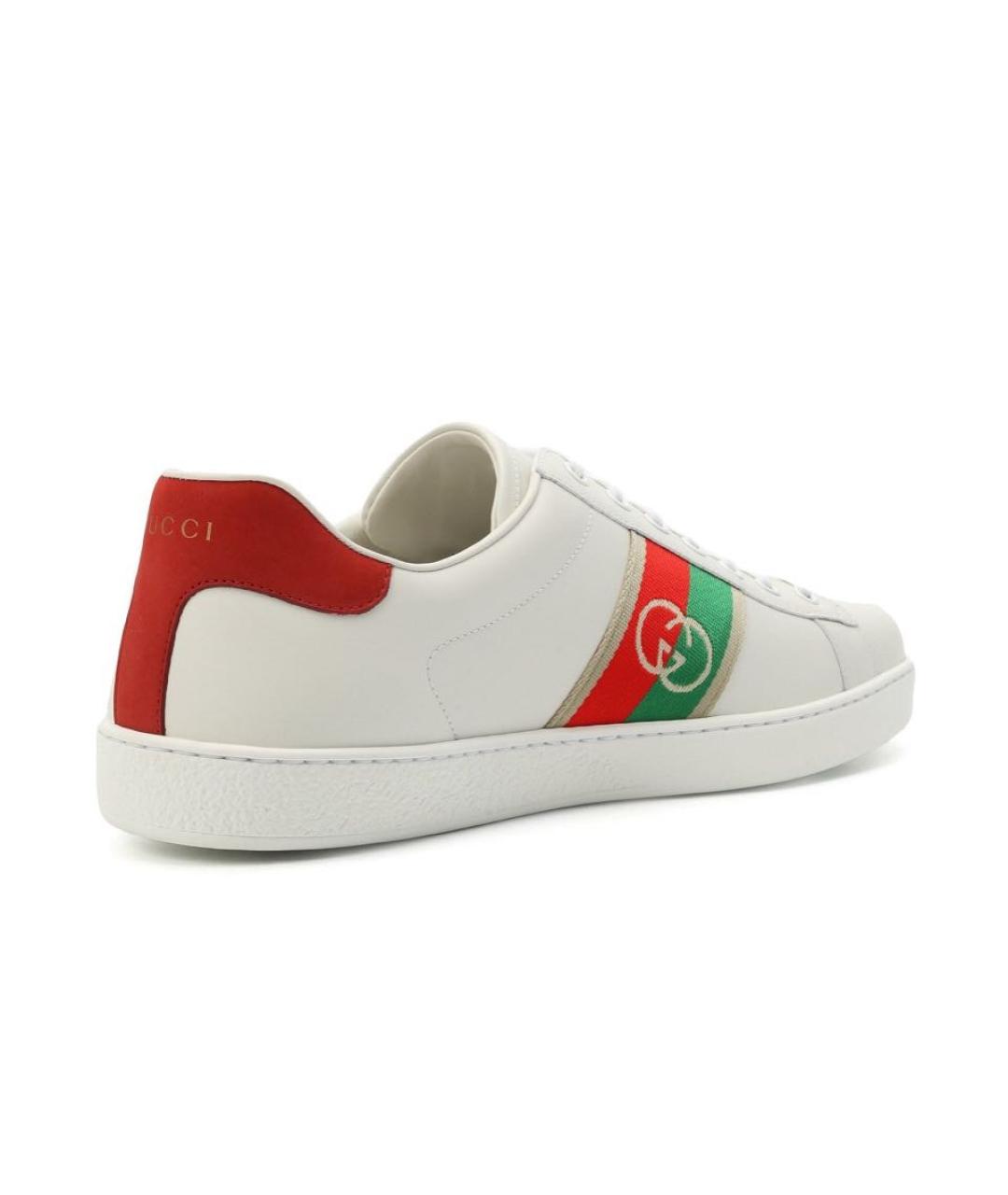 GUCCI Белые кожаные низкие кроссовки / кеды, фото 4