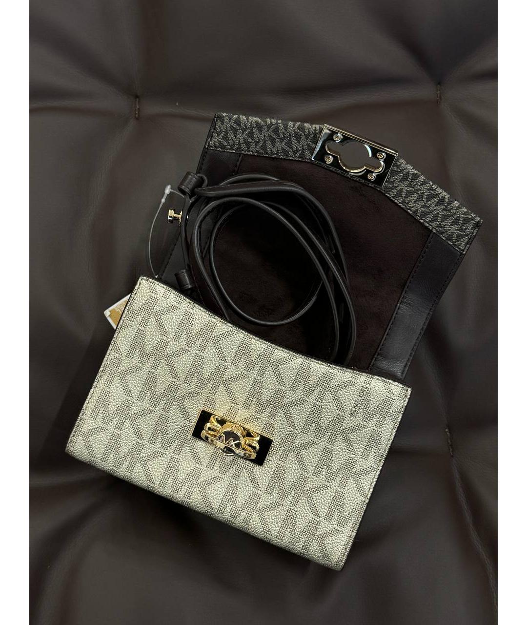 MICHAEL KORS Бежевая кожаная сумка через плечо, фото 7