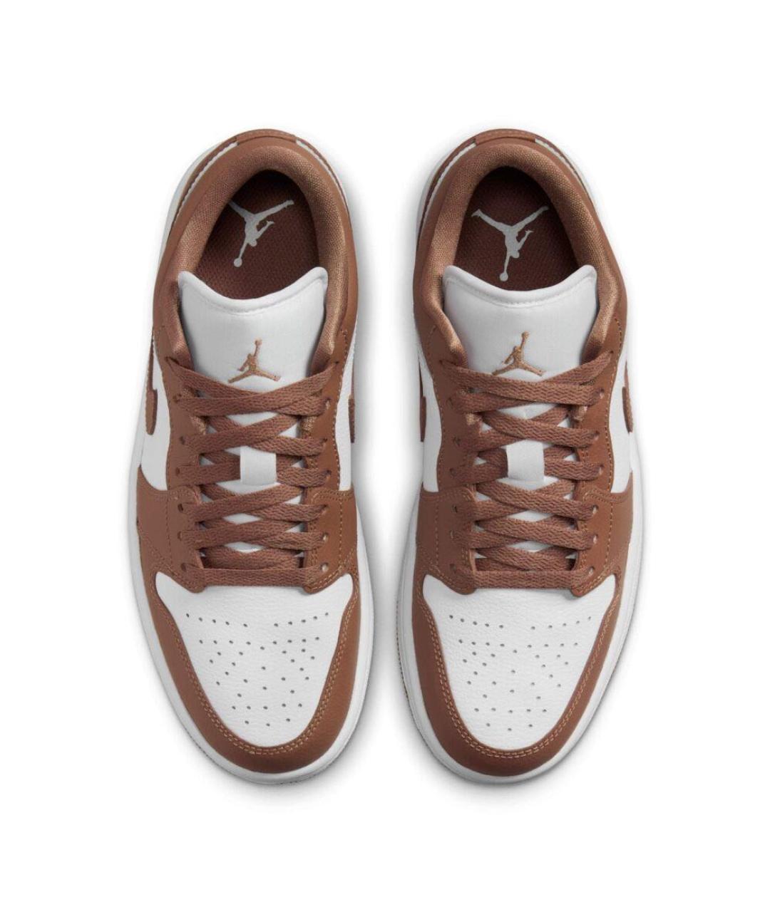 JORDAN Коричневые кожаные низкие кроссовки / кеды, фото 3