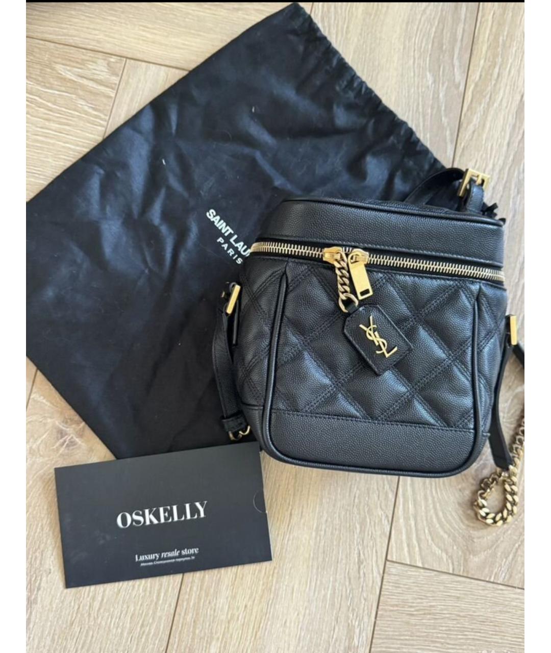 SAINT LAURENT Черная кожаная сумка через плечо, фото 3