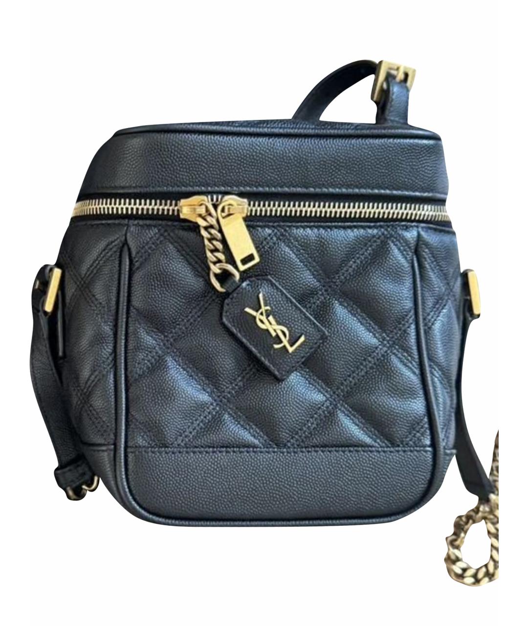 SAINT LAURENT Черная кожаная сумка через плечо, фото 1