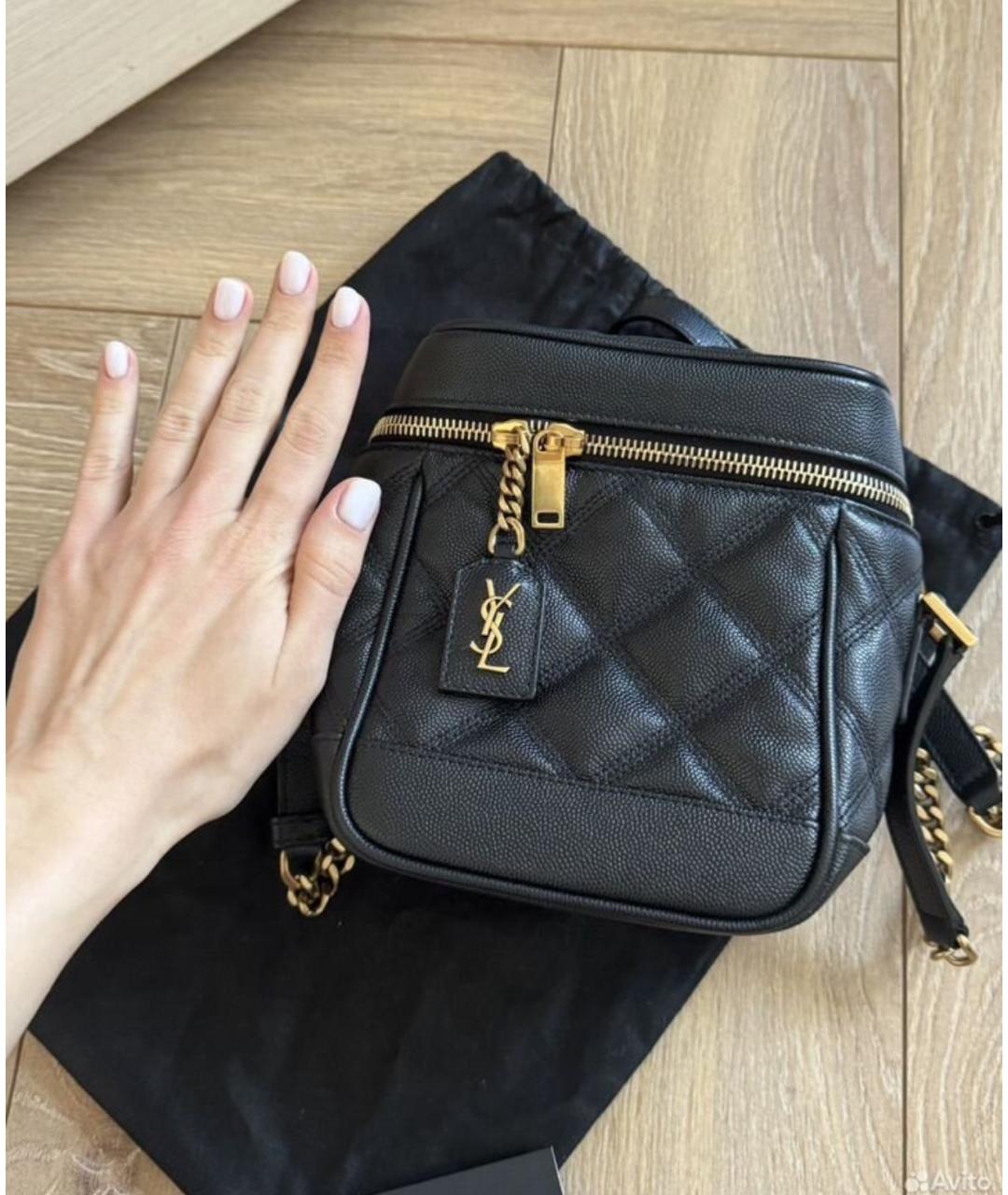 SAINT LAURENT Черная кожаная сумка через плечо, фото 2