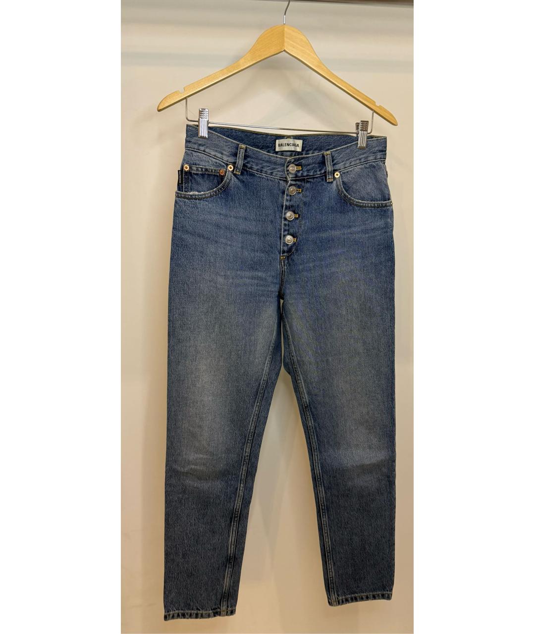 BALENCIAGA Голубые хлопко-эластановые джинсы слим, фото 4