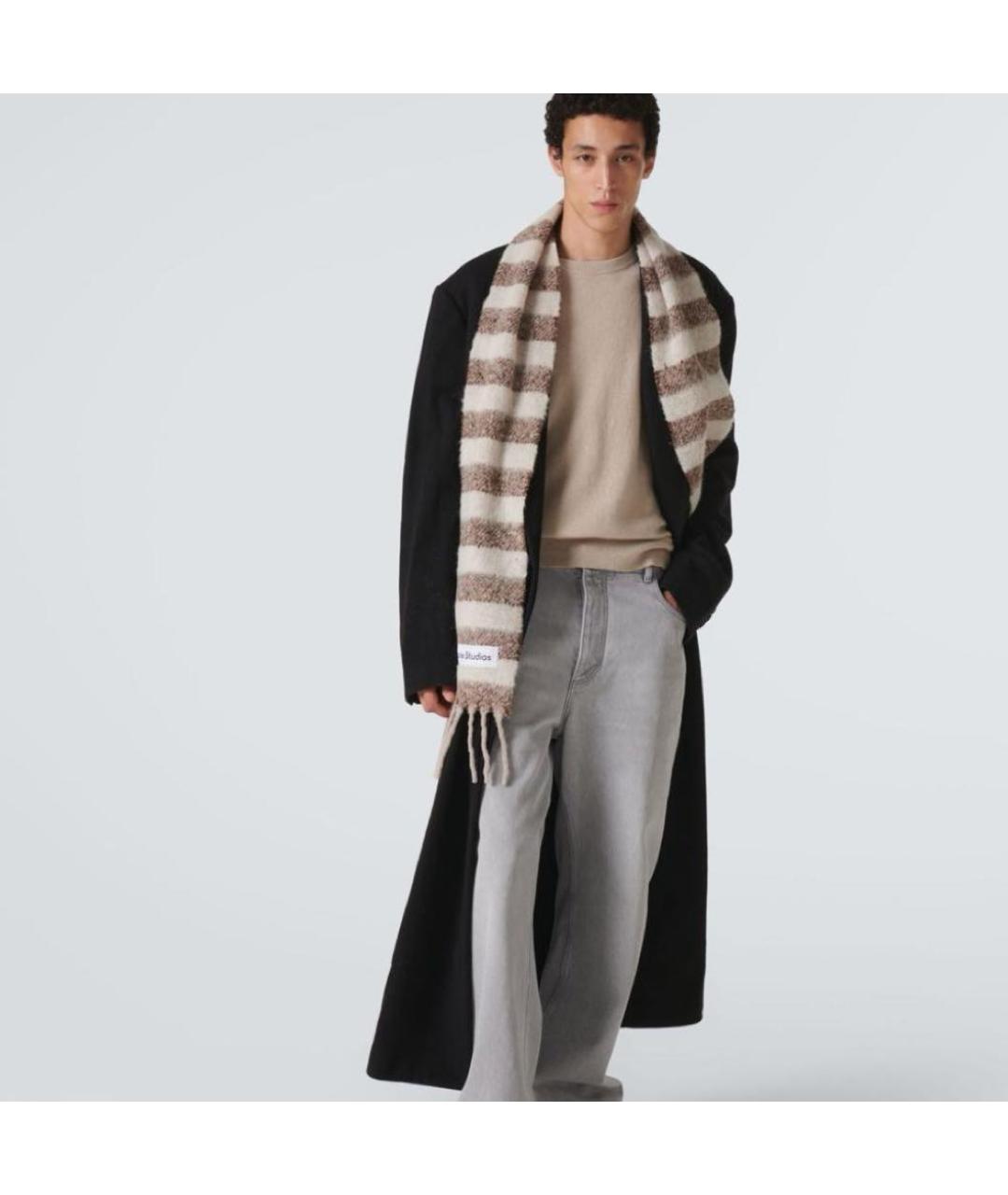 ACNE STUDIOS Коричневый шерстяной шарф, фото 4