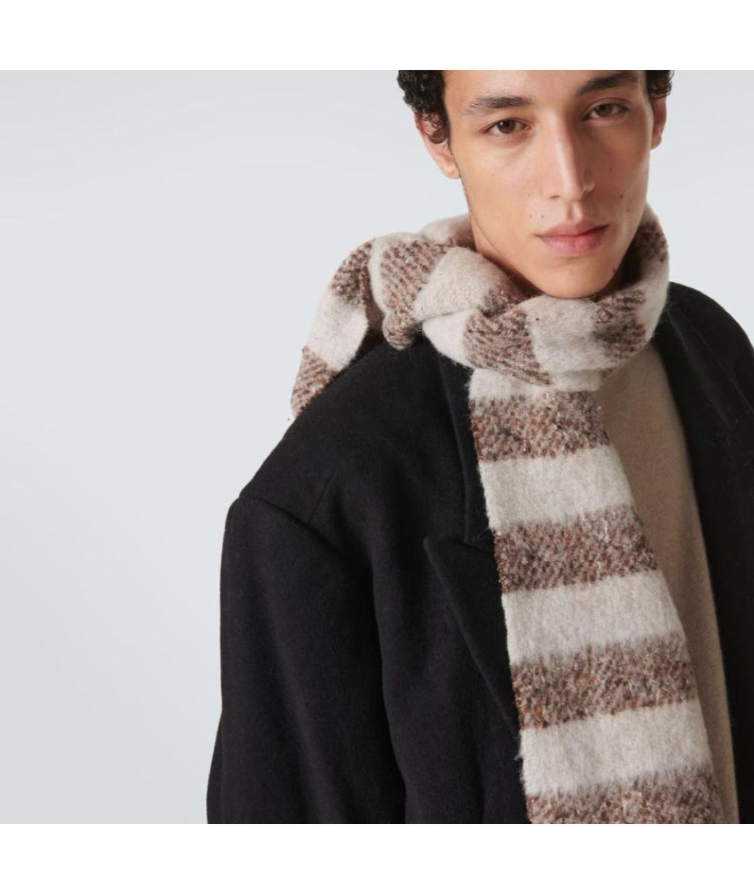 ACNE STUDIOS Коричневый шерстяной шарф, фото 5