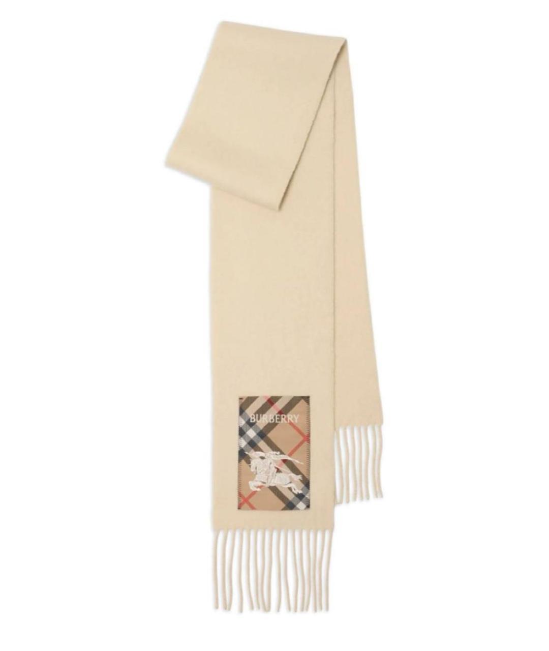 BURBERRY Бежевый шерстяной шарф, фото 5