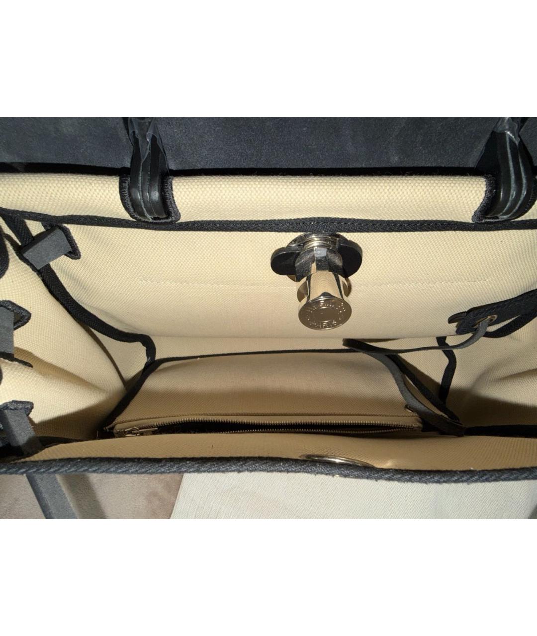 HERMES Бежевая тканевая сумка через плечо, фото 4