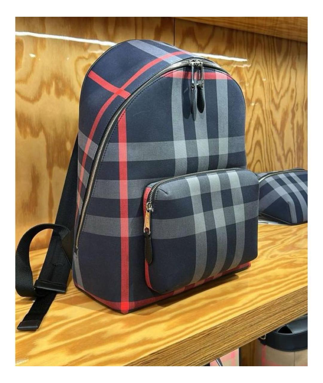 BURBERRY Темно-синий кожаный рюкзак, фото 5