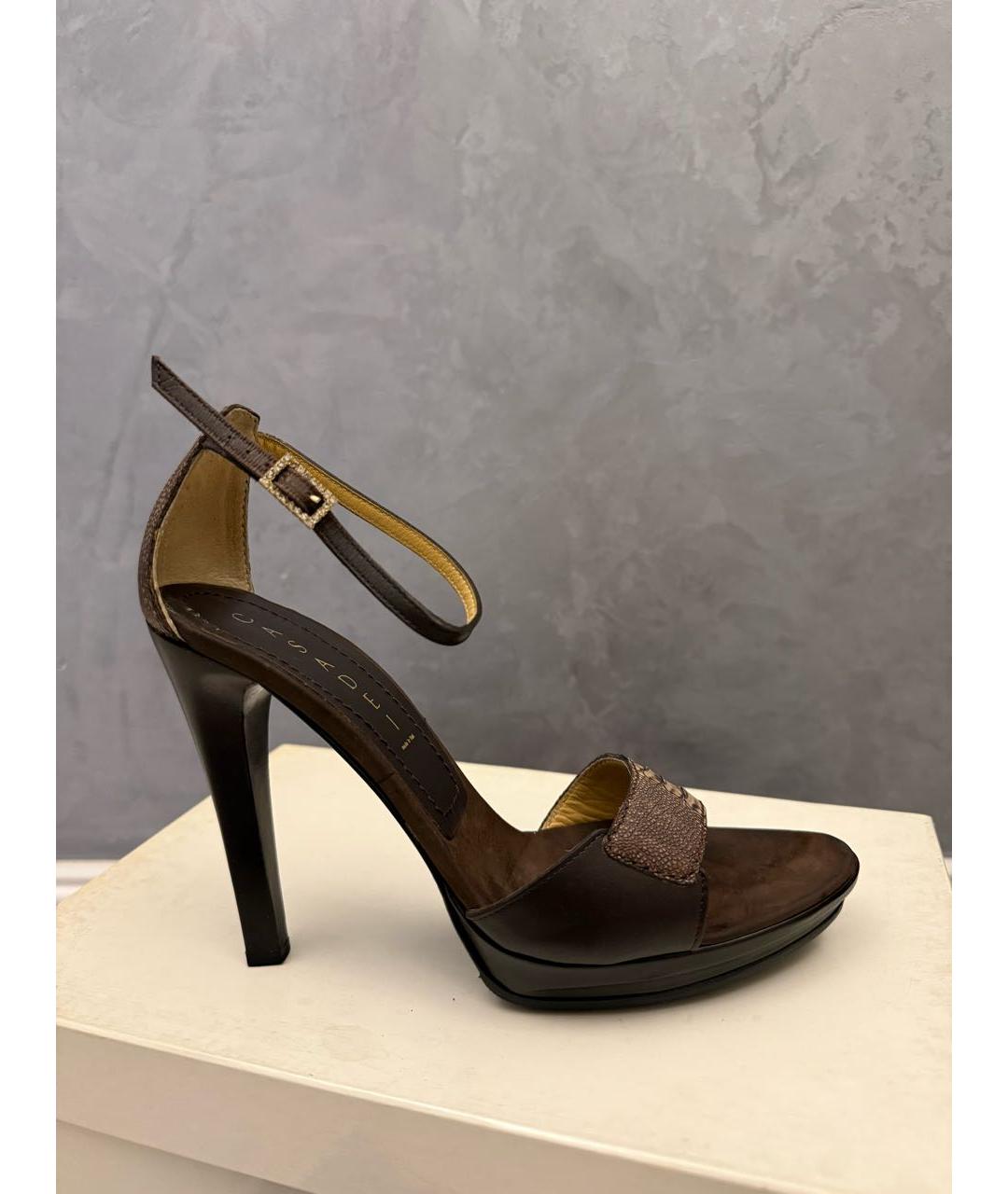 CASADEI Коричневые кожаные босоножки, фото 7