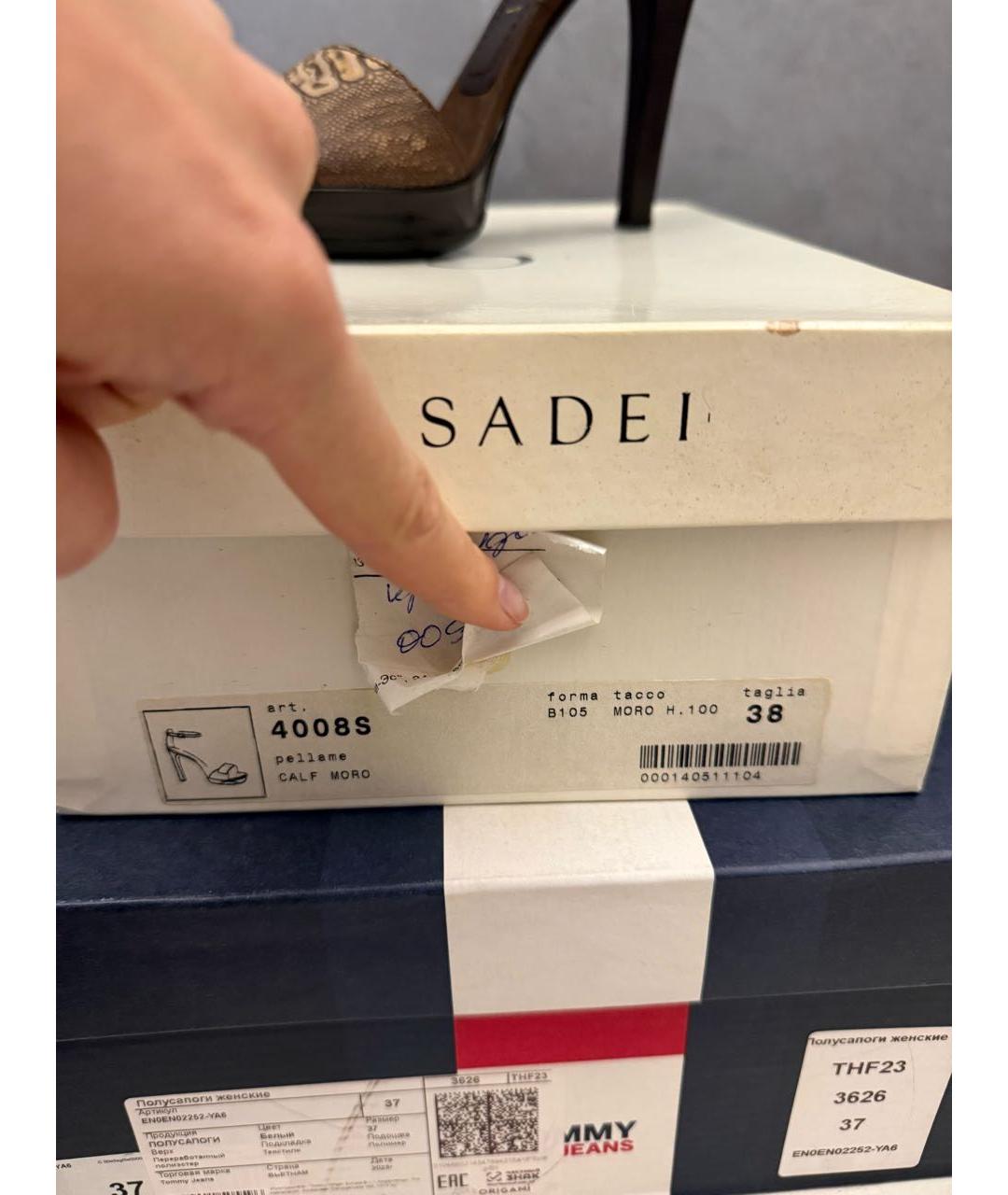 CASADEI Коричневые кожаные босоножки, фото 6