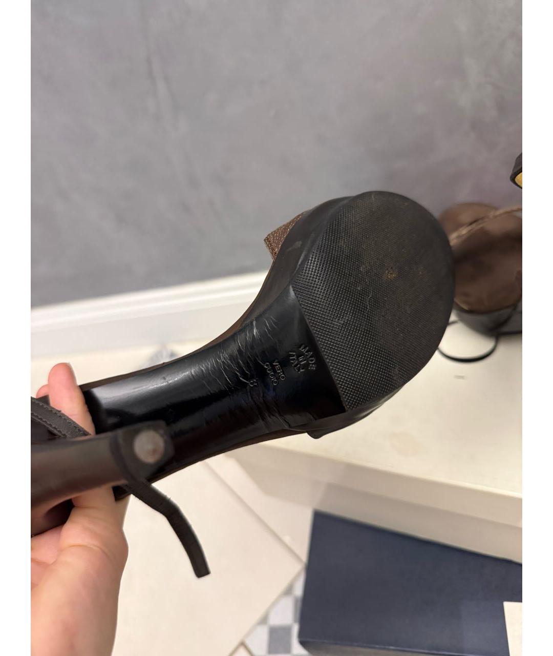 CASADEI Коричневые кожаные босоножки, фото 5