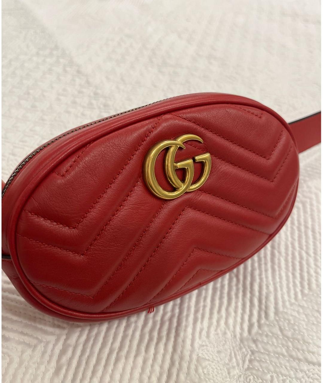 GUCCI Красная кожаная поясная сумка, фото 2