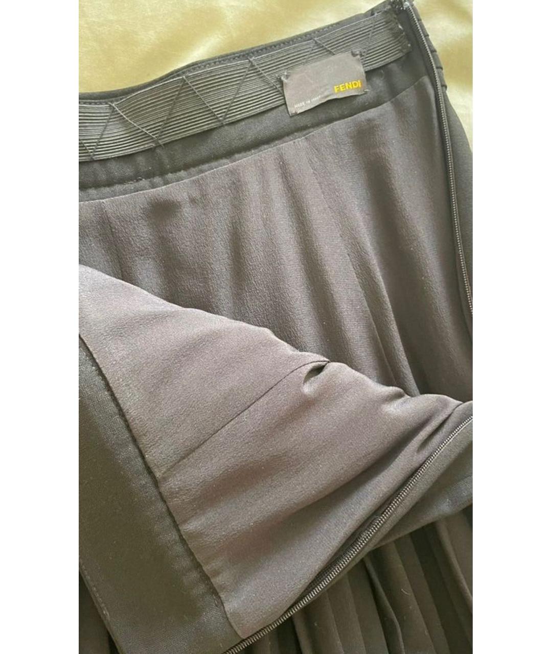 FENDI Черная шерстяная юбка мини, фото 3