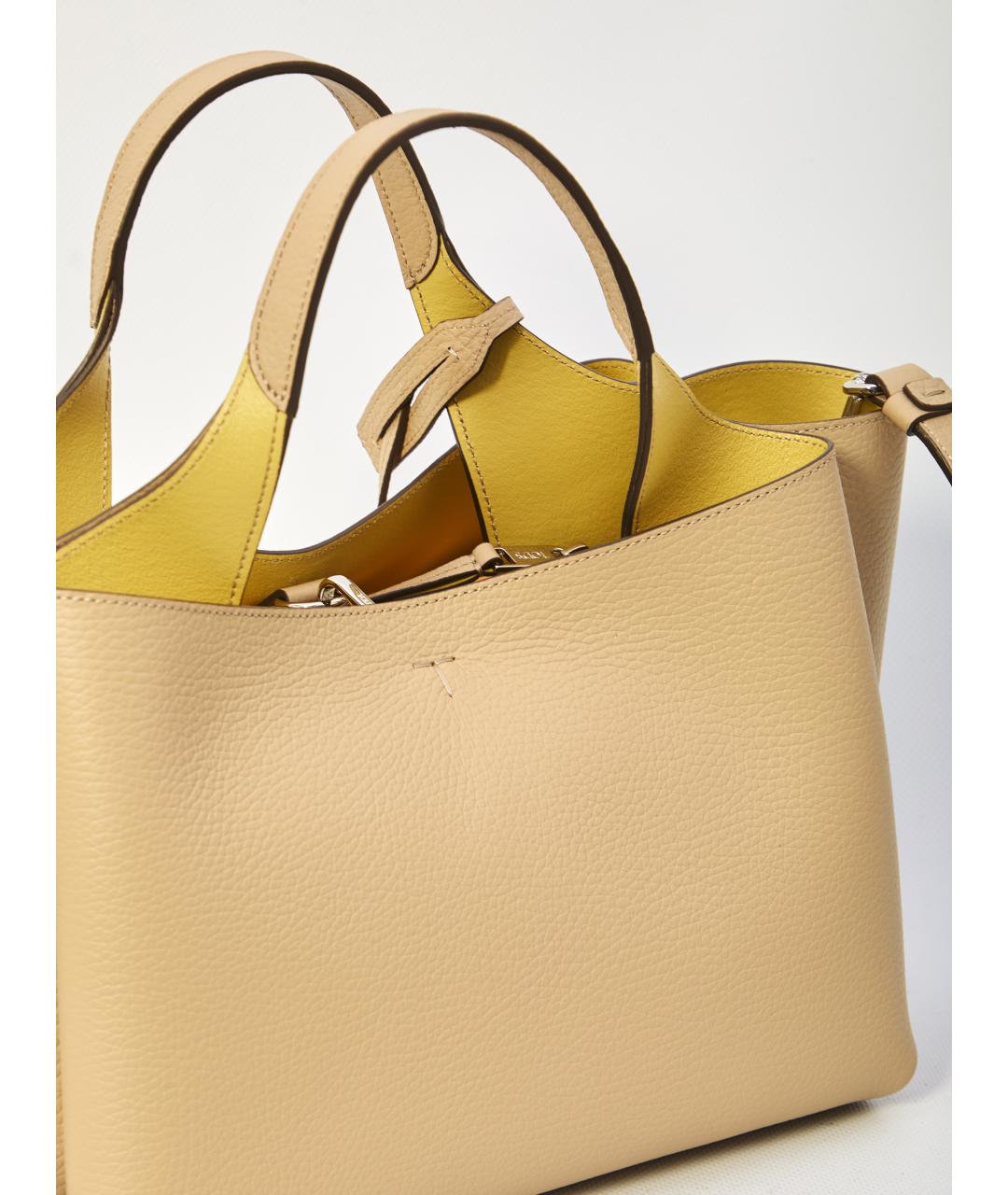 TOD'S Бежевая кожаная сумка тоут, фото 4