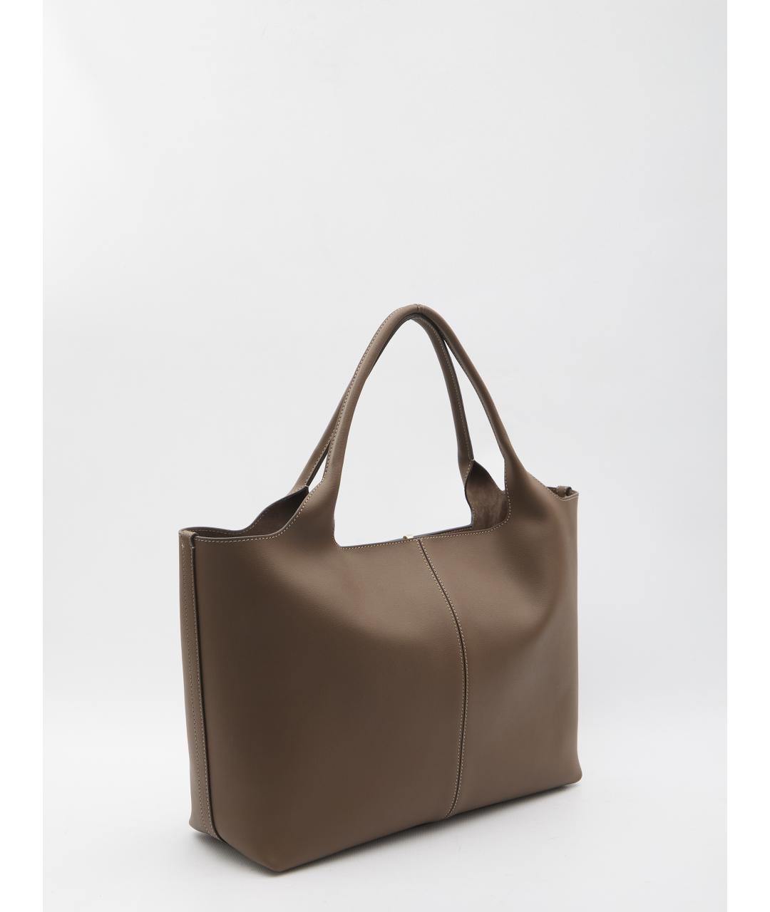 TOD'S Коричневая кожаная сумка тоут, фото 2