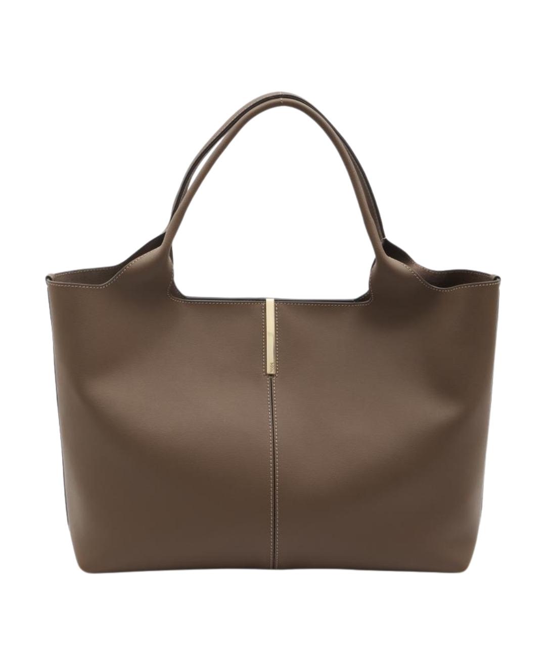 TOD'S Коричневая кожаная сумка тоут, фото 1