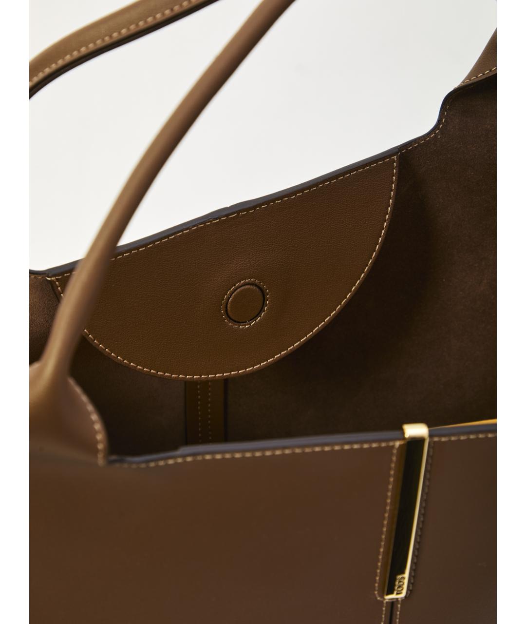 TOD'S Коричневая кожаная сумка тоут, фото 4