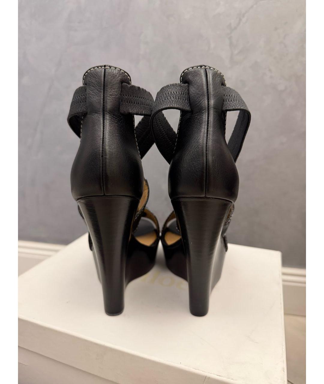 CHLOE Черные кожаные босоножки, фото 4