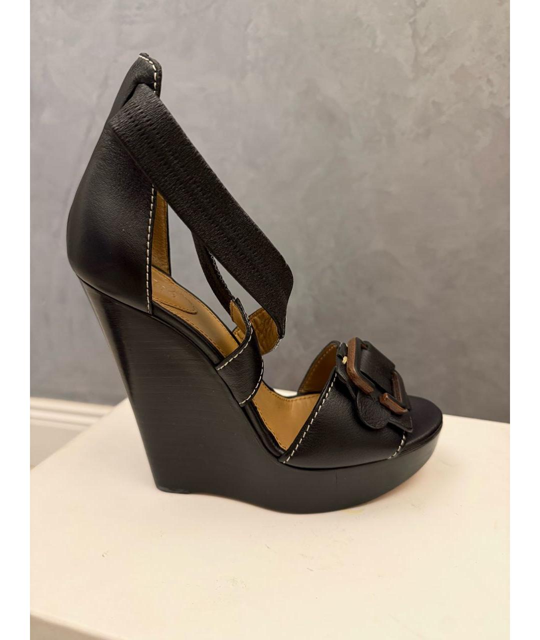 CHLOE Черные кожаные босоножки, фото 7