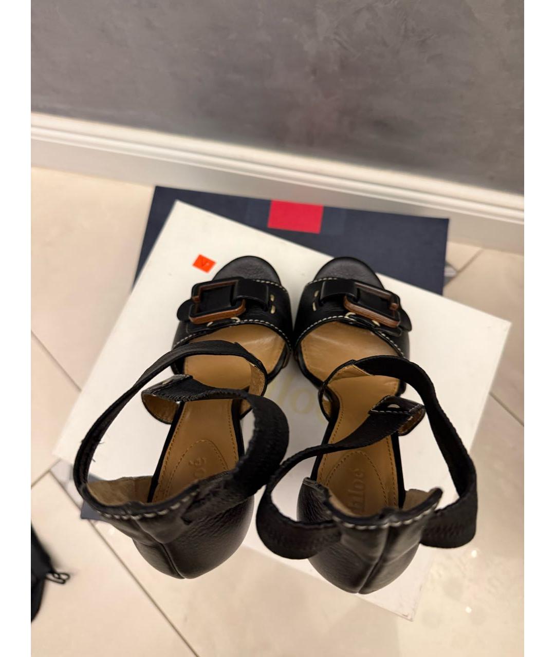 CHLOE Черные кожаные босоножки, фото 3