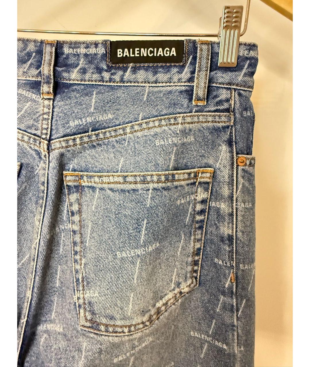 BALENCIAGA Синие хлопко-эластановые прямые джинсы, фото 2