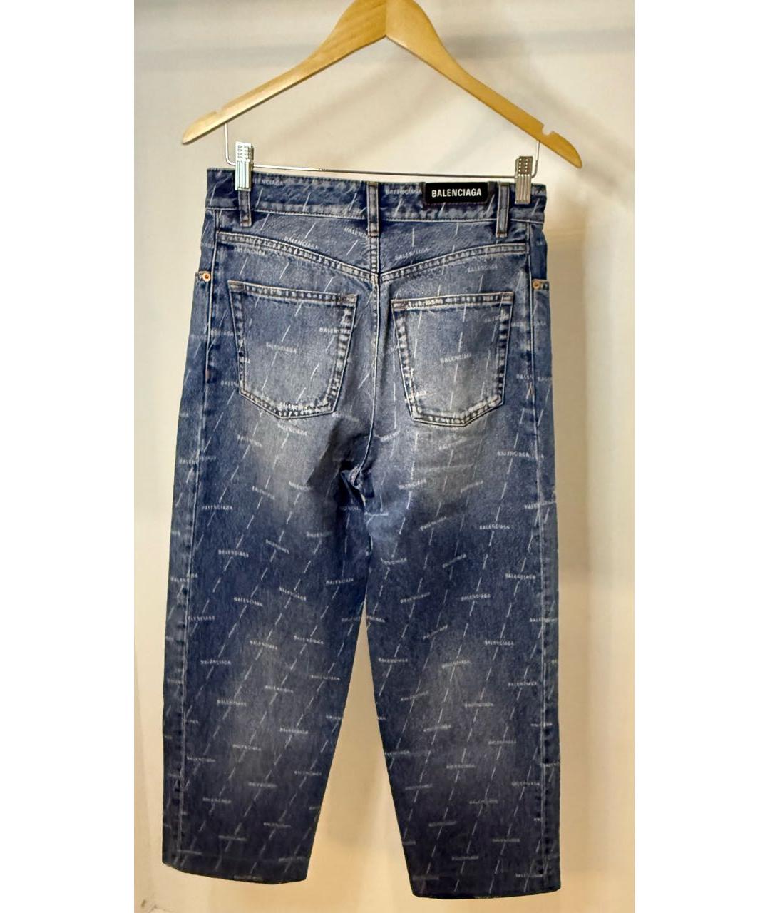 BALENCIAGA Синие хлопко-эластановые прямые джинсы, фото 3