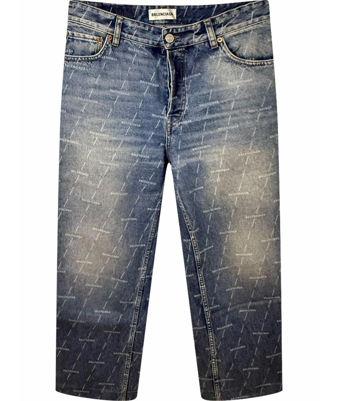BALENCIAGA Синие хлопко-эластановые прямые джинсы, фото 1